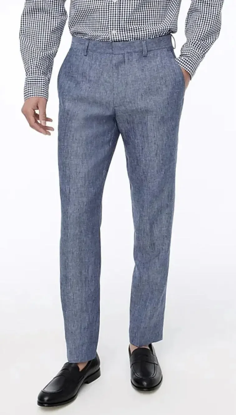 J.Crew blue Thompson Slim fit linen pants Size 32/30 Classic Preppy Coastal